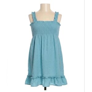 Penelope Mack Girls Blue Eyelet Smocked Tank Top - Size 5